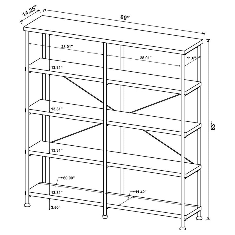Analiese 63-inch 4-shelf Double Bookshelf Grey Driftwood-zoom-