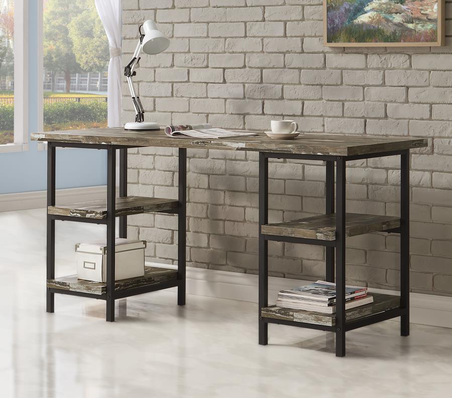 Kemper 59-inch 4-shelf Writing Desk Weathered Brown-2