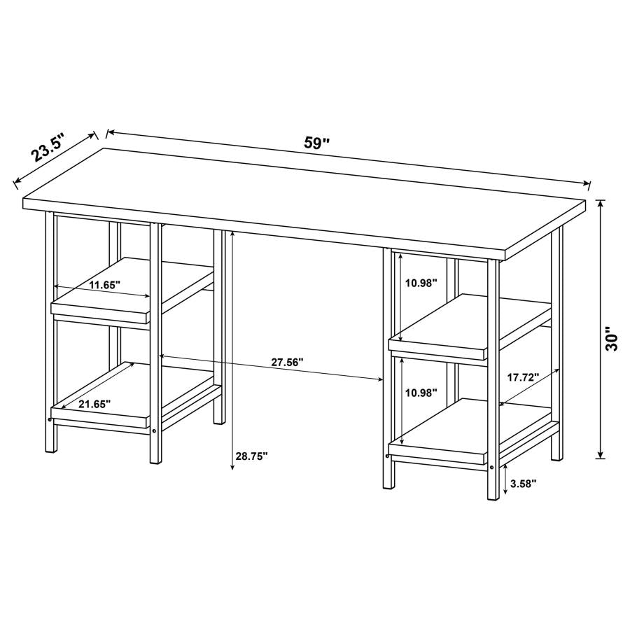Kemper 59-inch 4-shelf Writing Desk Weathered Brown-4