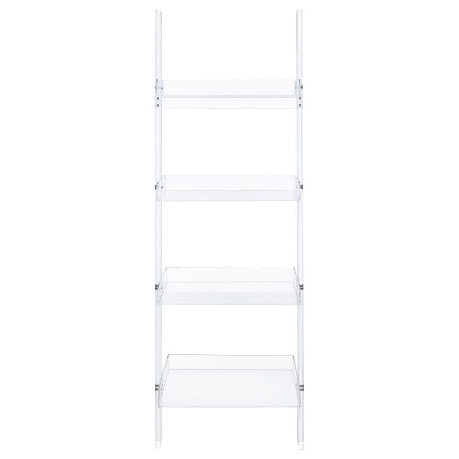 Amaturo 72-inch 4-shelf Acrylic Ladder Bookshelf Clear-3