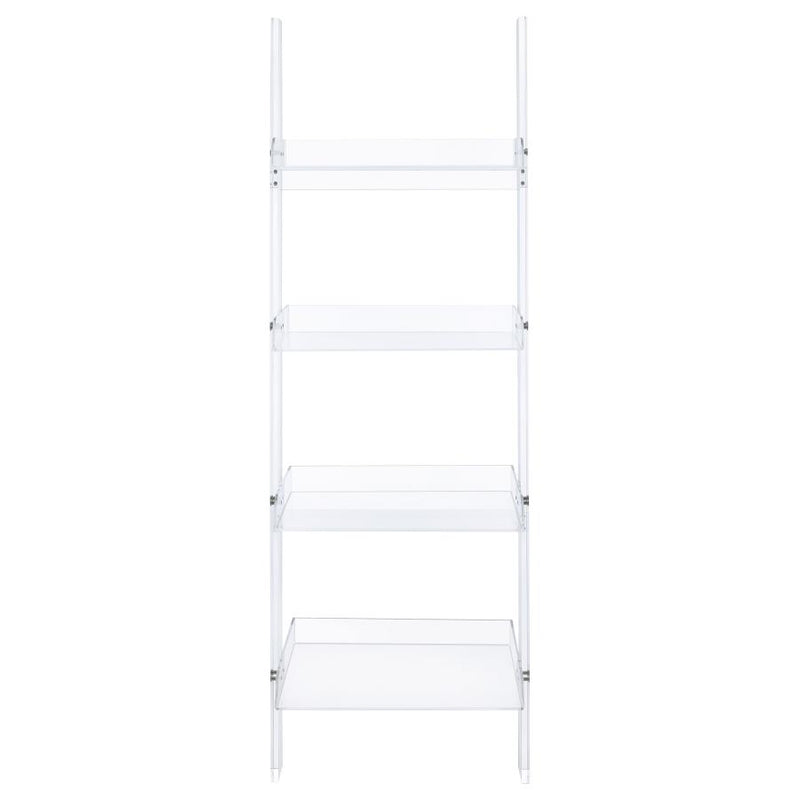 Amaturo 72-inch 4-shelf Acrylic Ladder Bookshelf Clear-zoom-
