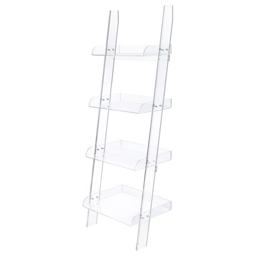 Amaturo 72-inch 4-shelf Acrylic Ladder Bookshelf Clear-zoom-1