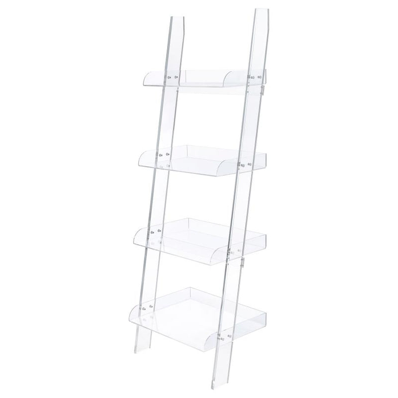 Amaturo 72-inch 4-shelf Acrylic Ladder Bookshelf Clear-zoom-