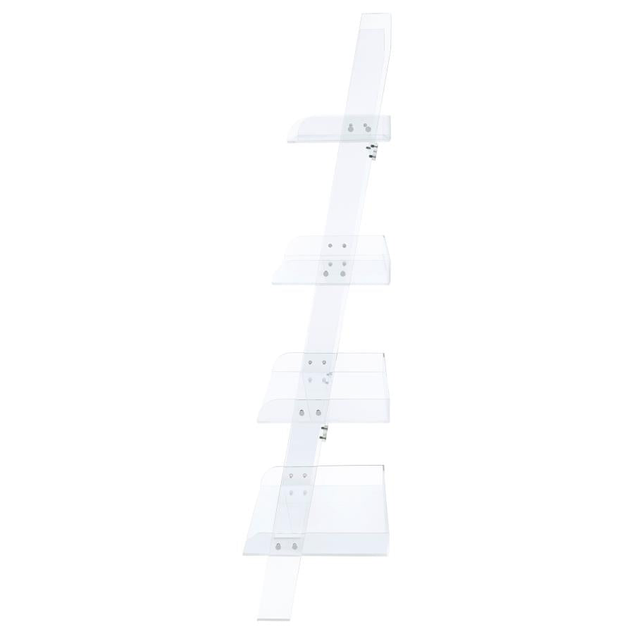 Amaturo 72-inch 4-shelf Acrylic Ladder Bookshelf Clear-zoom-4