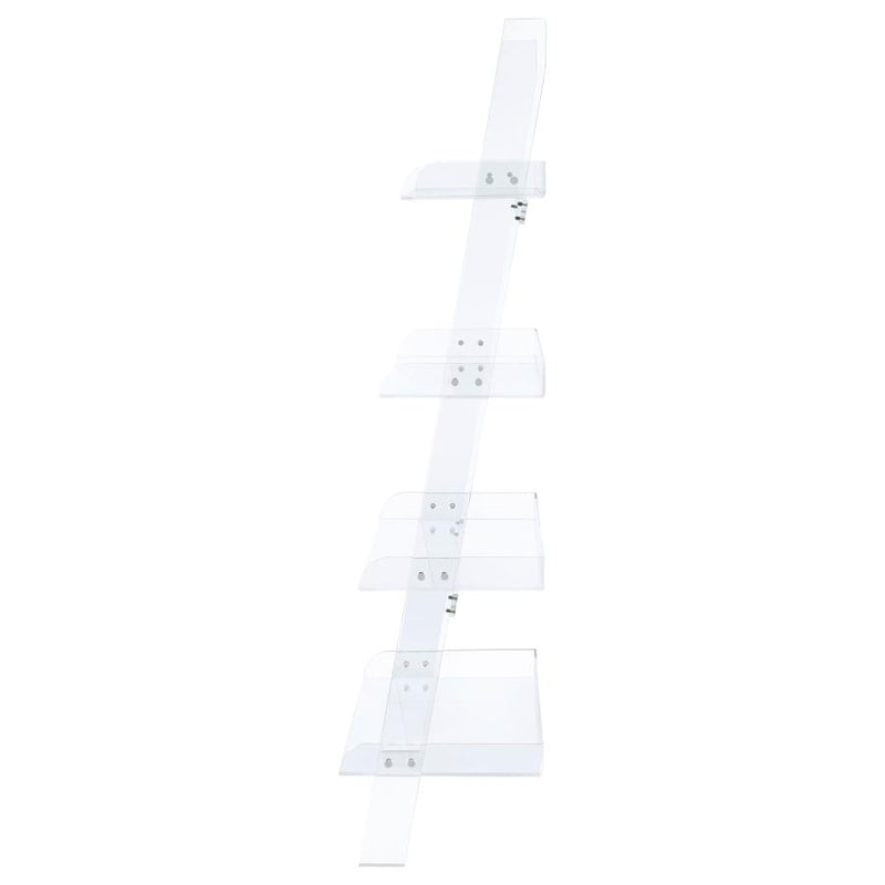 Amaturo 72-inch 4-shelf Acrylic Ladder Bookshelf Clear-zoom-