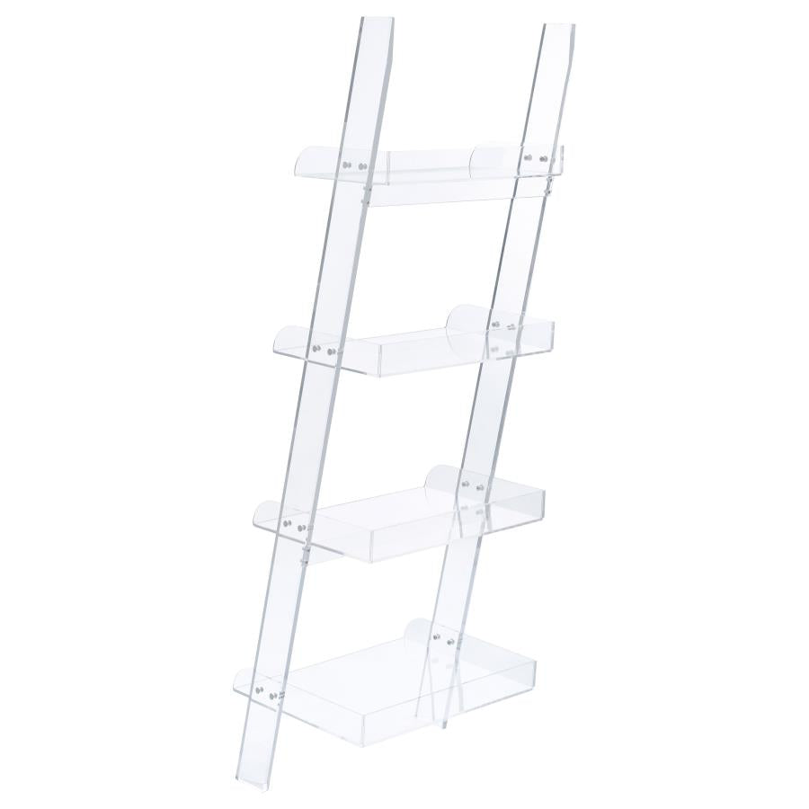 Amaturo 72-inch 4-shelf Acrylic Ladder Bookshelf Clear-zoom-5