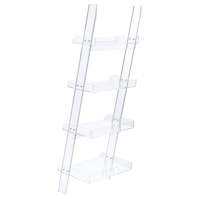 Amaturo 72-inch 4-shelf Acrylic Ladder Bookshelf Clear-zoom-