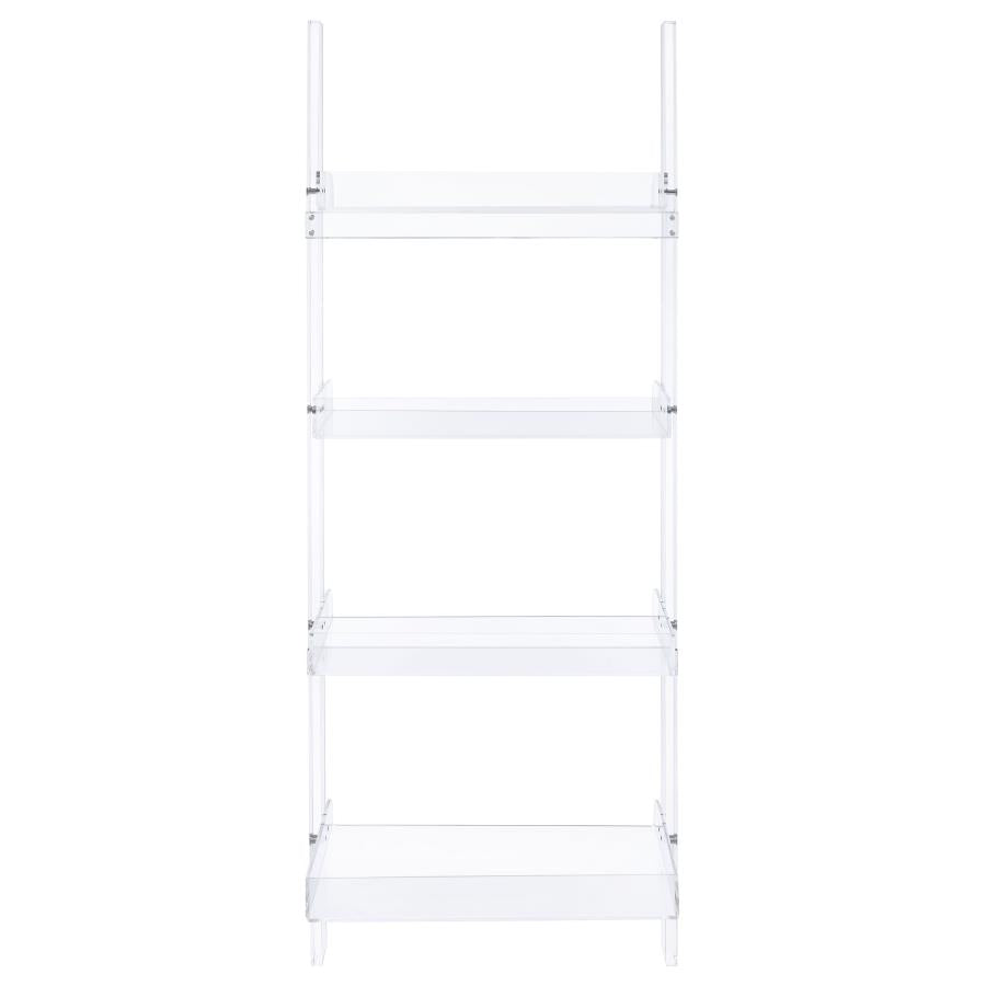 Amaturo 72-inch 4-shelf Acrylic Ladder Bookshelf Clear-zoom-6
