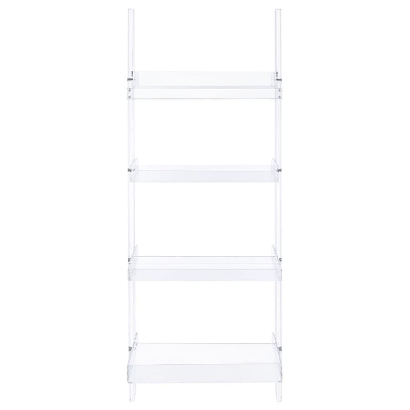 Amaturo 72-inch 4-shelf Acrylic Ladder Bookshelf Clear-zoom-