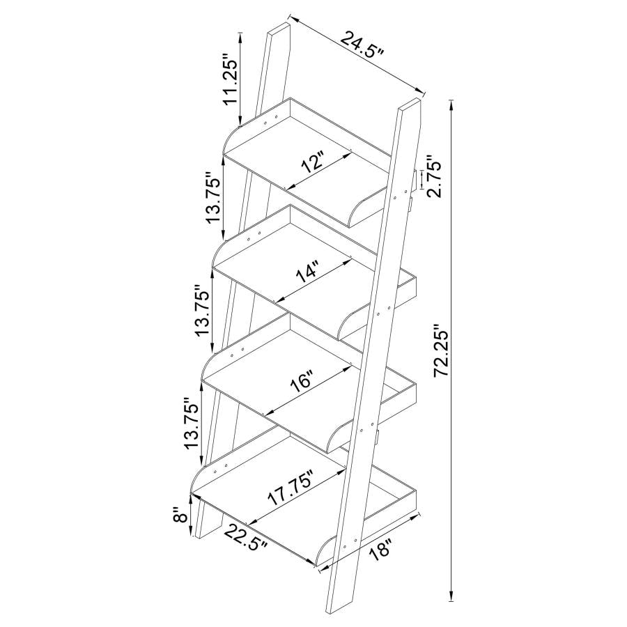 Amaturo 72-inch 4-shelf Acrylic Ladder Bookshelf Clear-7