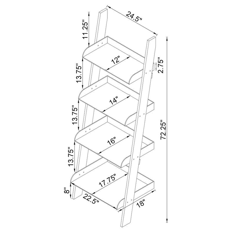 Amaturo 72-inch 4-shelf Acrylic Ladder Bookshelf Clear-zoom-