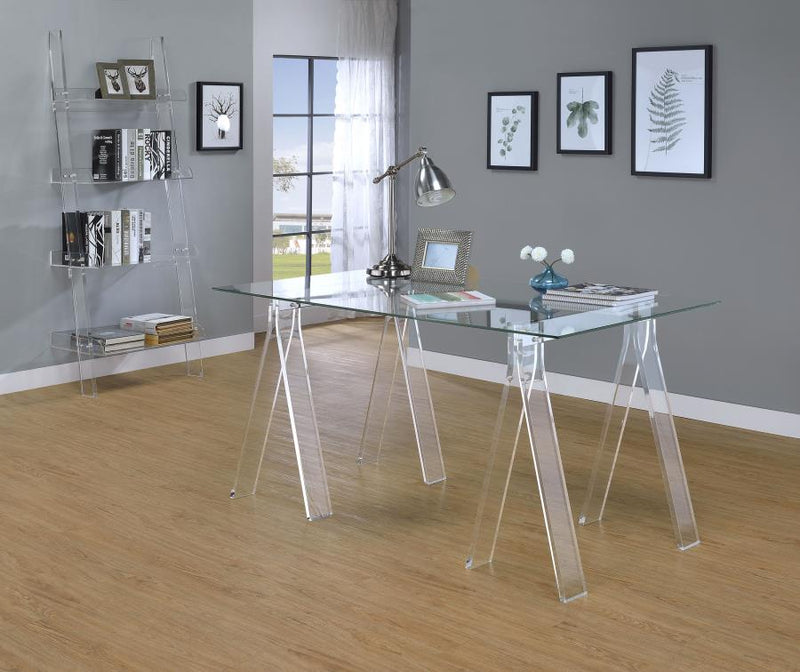 Amaturo 72-inch 4-shelf Acrylic Ladder Bookshelf Clear-zoom-