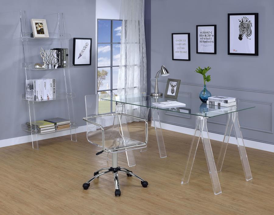 Amaturo 72-inch 4-shelf Acrylic Ladder Bookshelf Clear-9