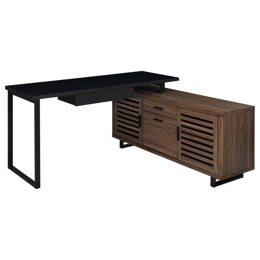 Maddox 60-inch L-Shape Office Computer Desk Black and Walnut-zoom-1