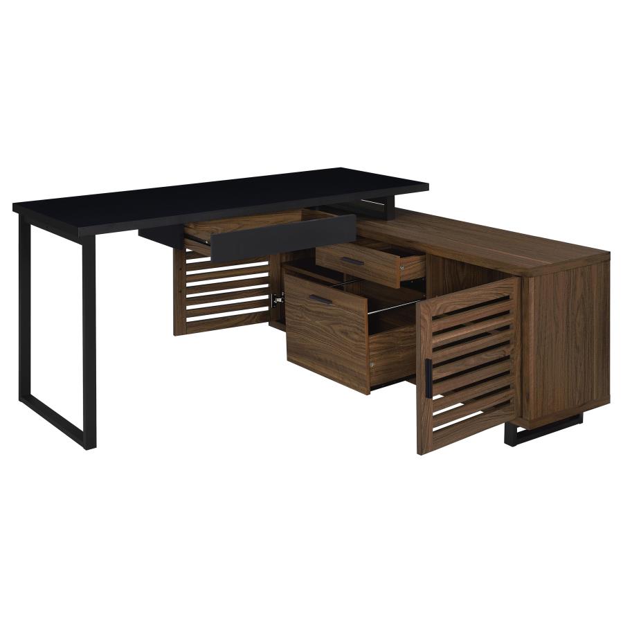 Maddox 60-inch L-Shape Office Computer Desk Black and Walnut-zoom-3