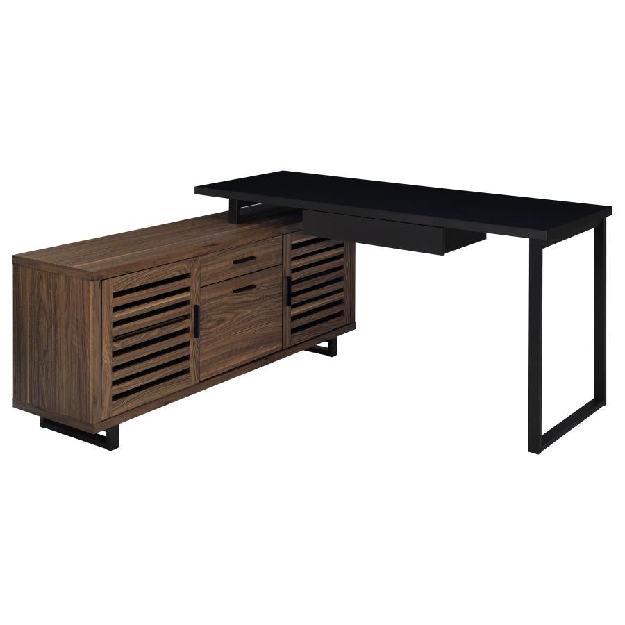 Maddox 60-inch L-Shape Office Computer Desk Black and Walnut-4