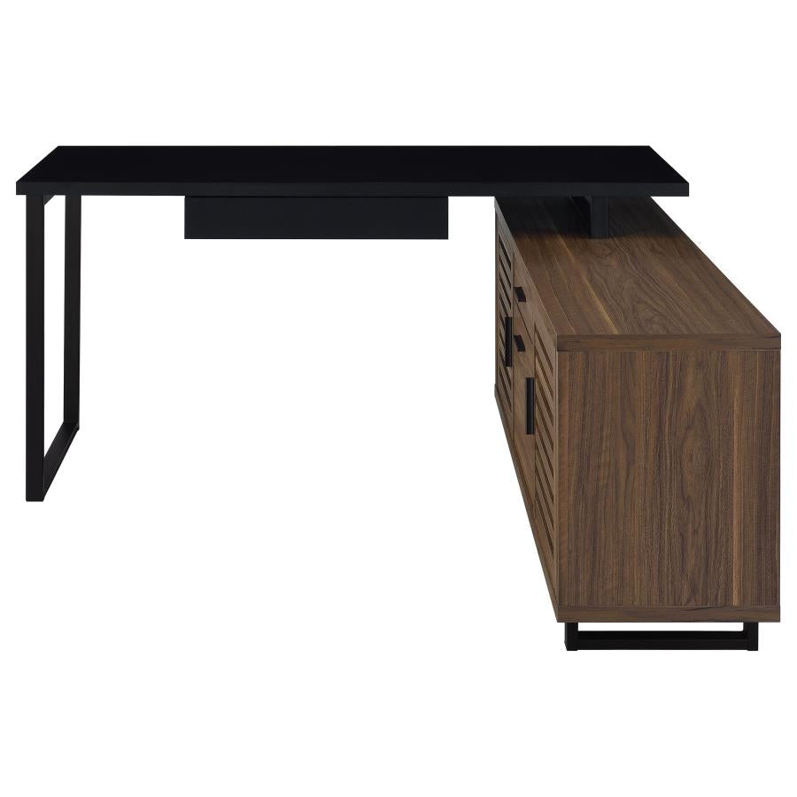 Maddox 60-inch L-Shape Office Computer Desk Black and Walnut-zoom-5