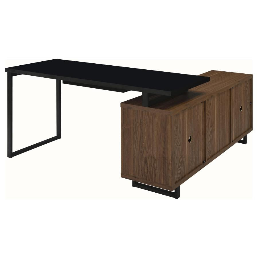 Maddox 60-inch L-Shape Office Computer Desk Black and Walnut-zoom-6