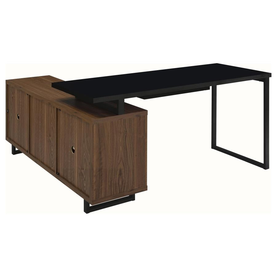 Maddox 60-inch L-Shape Office Computer Desk Black and Walnut-zoom-8