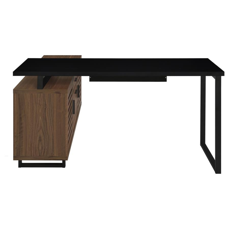 Maddox 60-inch L-Shape Office Computer Desk Black and Walnut-9