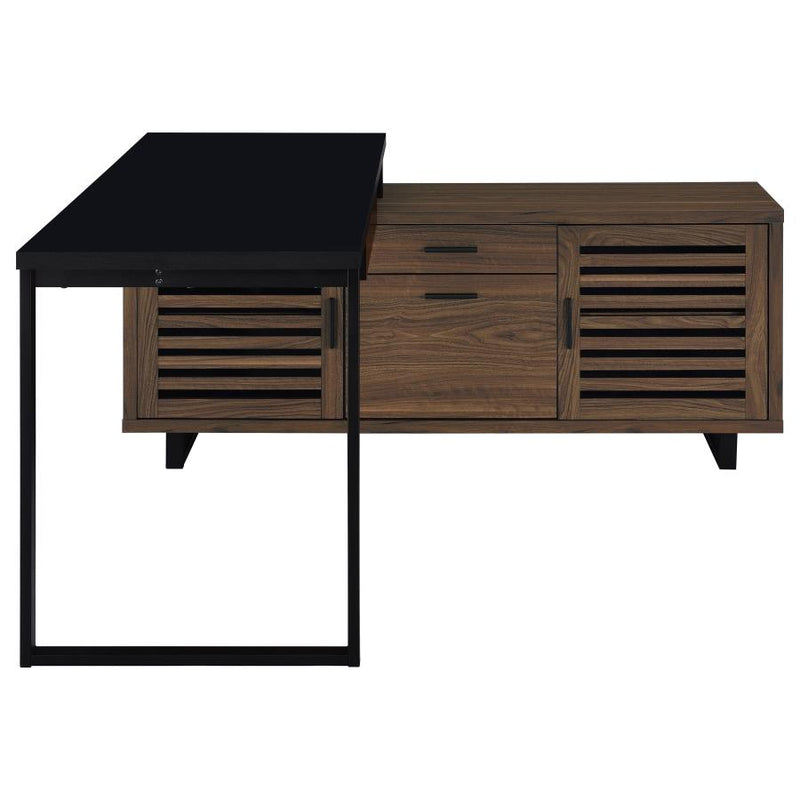 Maddox 60-inch L-Shape Office Computer Desk Black and Walnut-zoom-