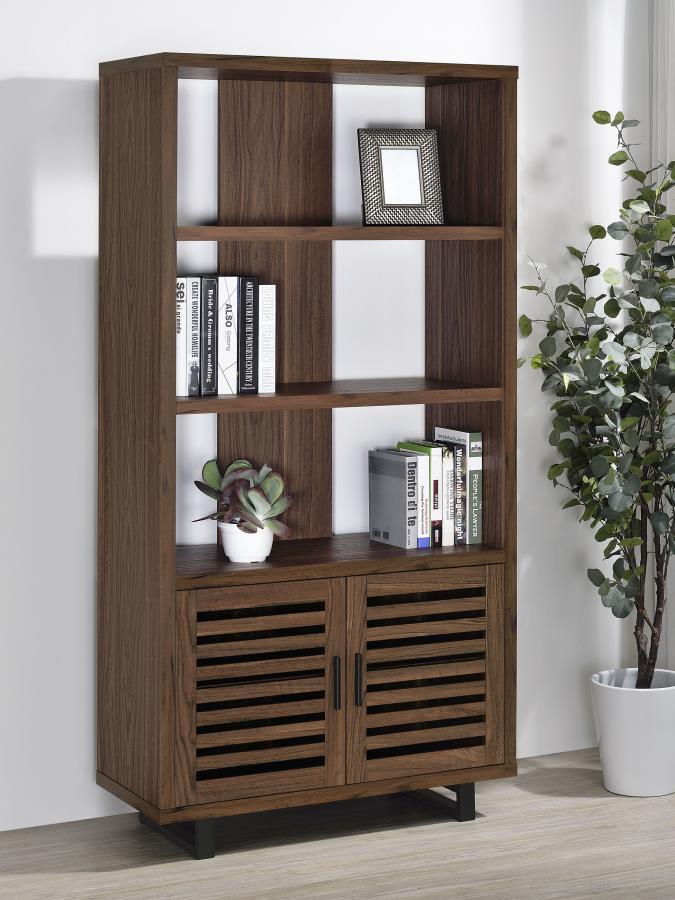 Maddox 71-inch 3-shelf Cabinet Bookcase Walnut-zoom-2