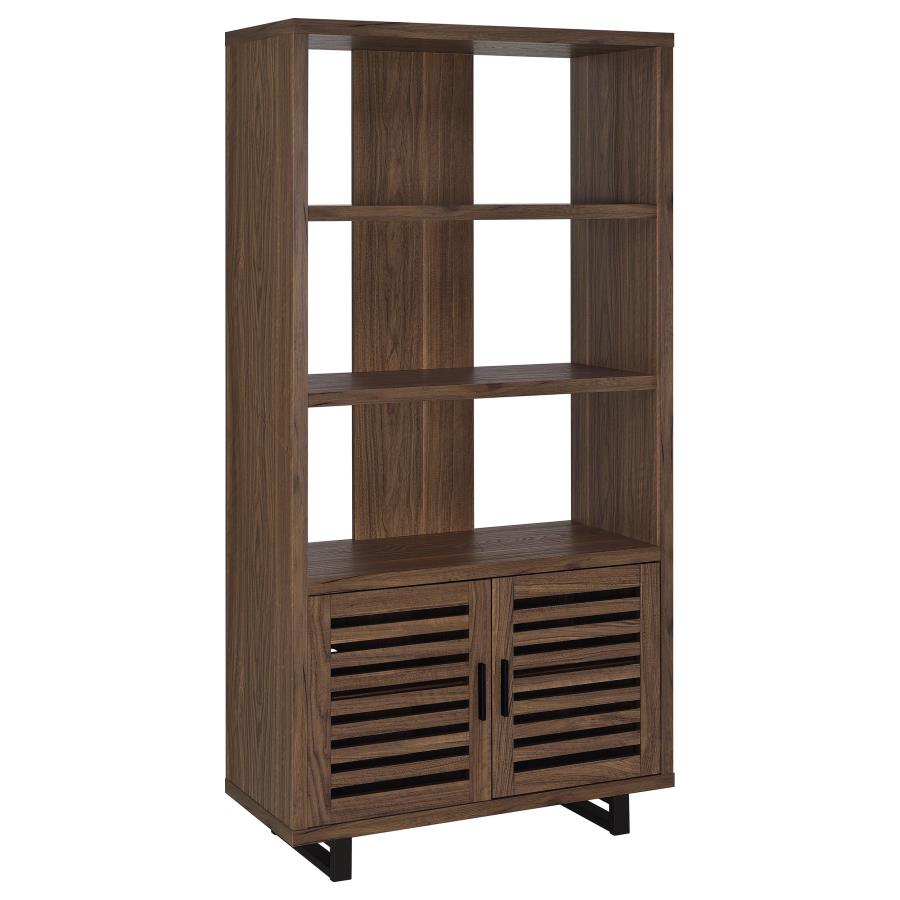 Maddox 71-inch 3-shelf Cabinet Bookcase Walnut-1