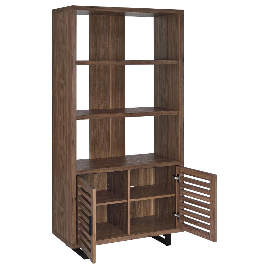 Maddox 71-inch 3-shelf Cabinet Bookcase Walnut-3