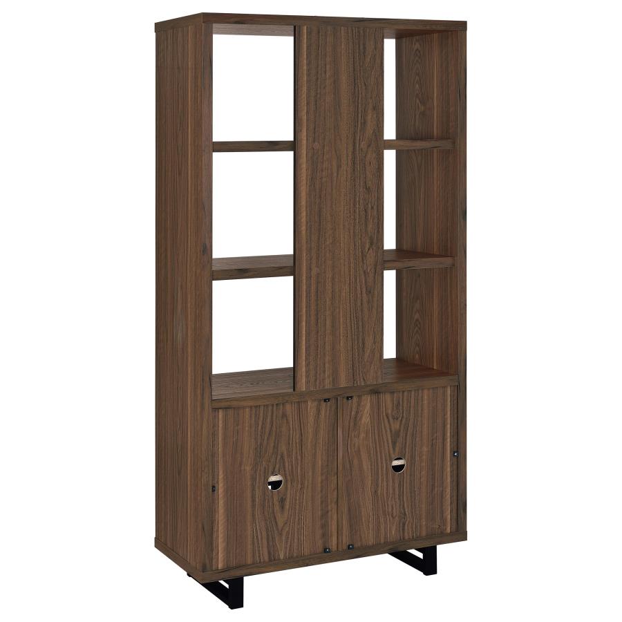 Maddox 71-inch 3-shelf Cabinet Bookcase Walnut-7