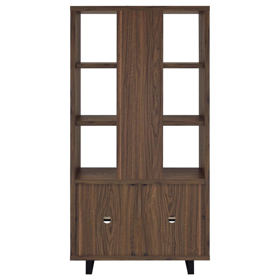Maddox 71-inch 3-shelf Cabinet Bookcase Walnut-8