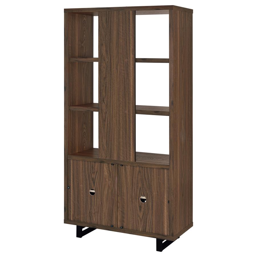 Maddox 71-inch 3-shelf Cabinet Bookcase Walnut-9
