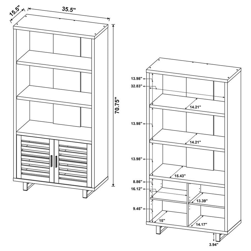Maddox 71-inch 3-shelf Cabinet Bookcase Walnut-zoom-