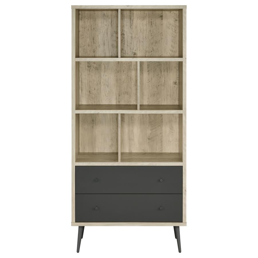 Maeve 70-inch 3-shelf Bookcase with Drawers Distressed Pine-zoom-4