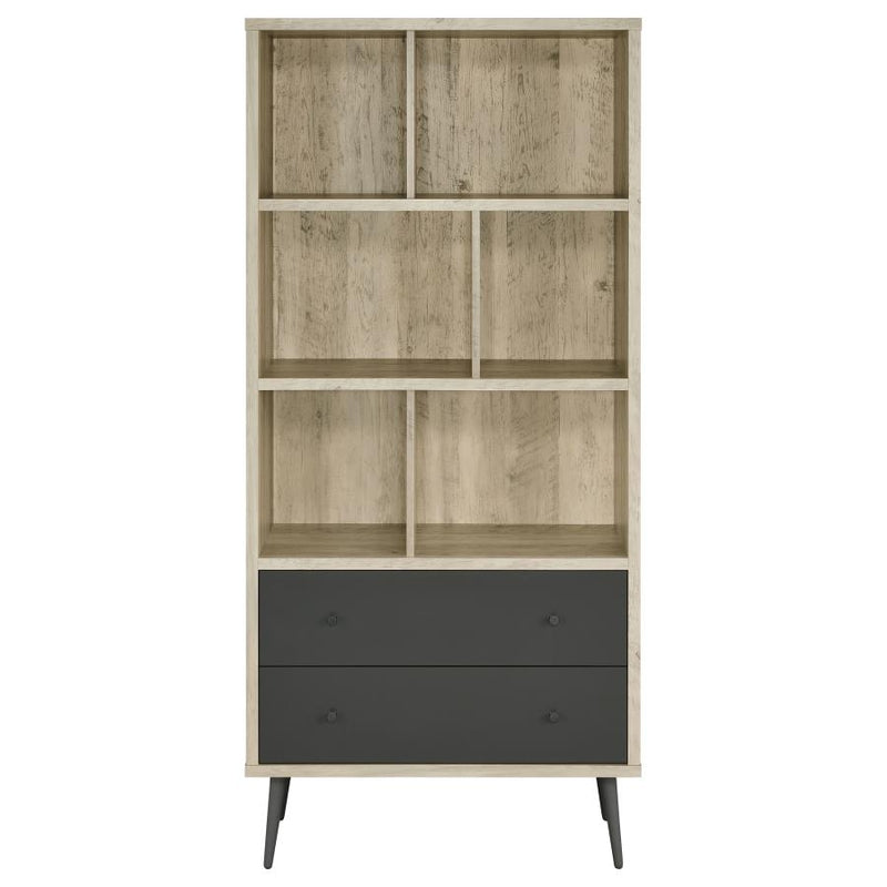 Maeve 70-inch 3-shelf Bookcase with Drawers Distressed Pine-zoom-