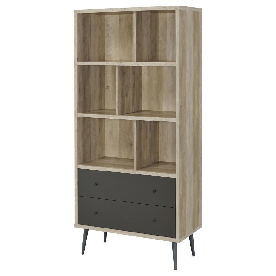 Maeve 70-inch 3-shelf Bookcase with Drawers Distressed Pine-zoom-5