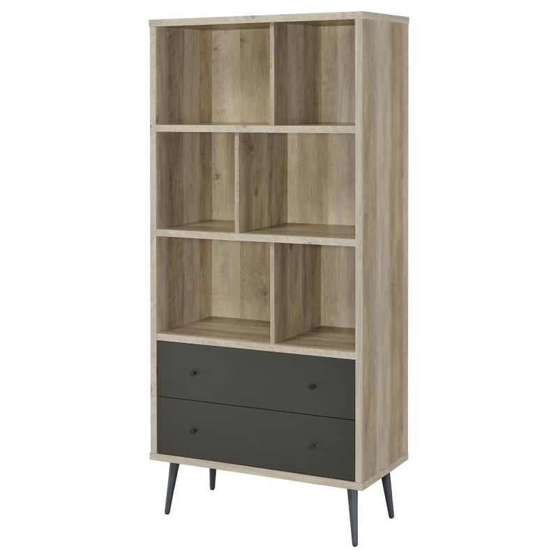 Maeve 70-inch 3-shelf Bookcase with Drawers Distressed Pine-zoom-
