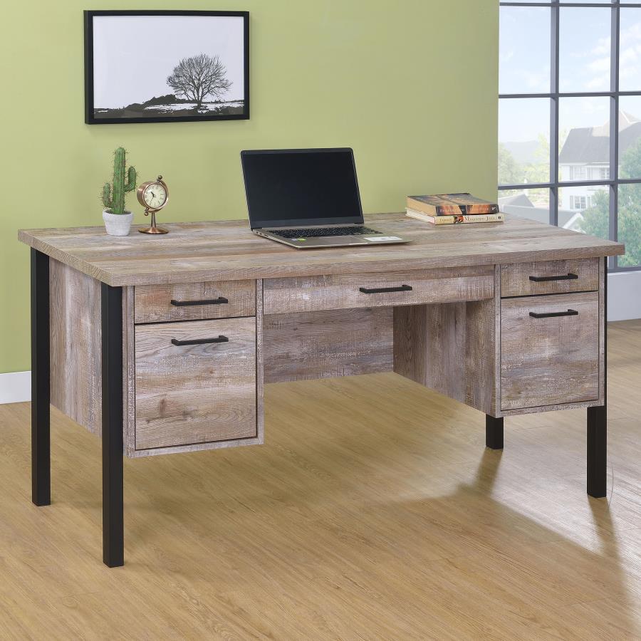 Samson 60-inch 4-drawer Office Computer Desk Weathered Oak-2