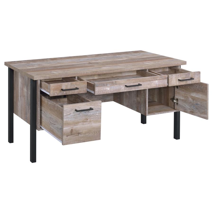 Samson 60-inch 4-drawer Office Computer Desk Weathered Oak-zoom-3