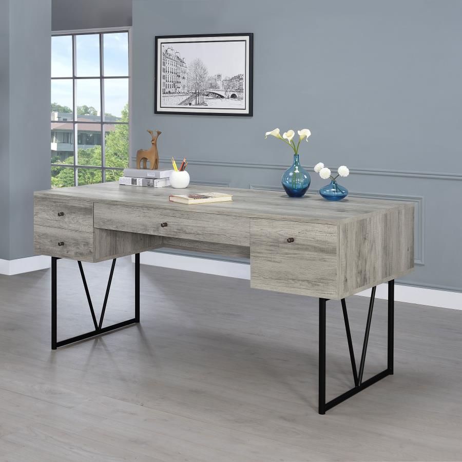 Analiese 63-inch 4-drawer Writing Desk Grey Driftwood-2