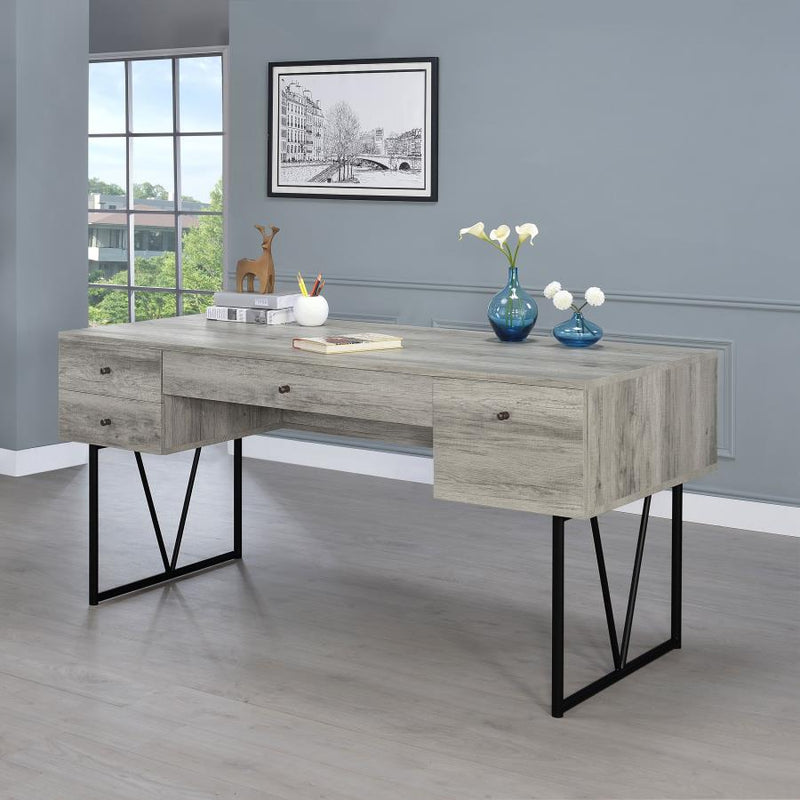 Analiese 63-inch 4-drawer Writing Desk Grey Driftwood-zoom-