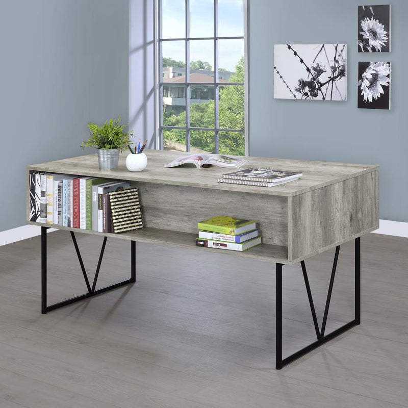 Analiese 63-inch 4-drawer Writing Desk Grey Driftwood-zoom-