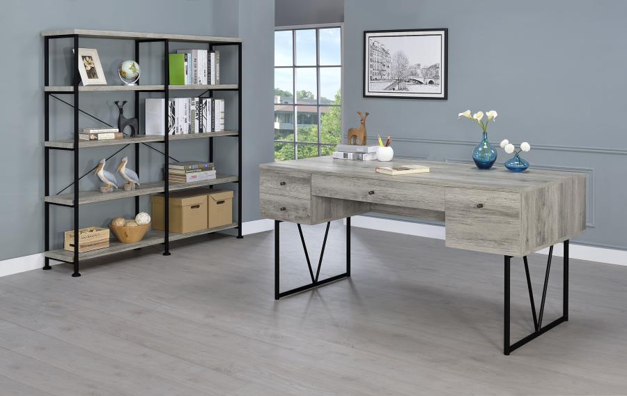 Analiese 63-inch 4-drawer Writing Desk Grey Driftwood-11