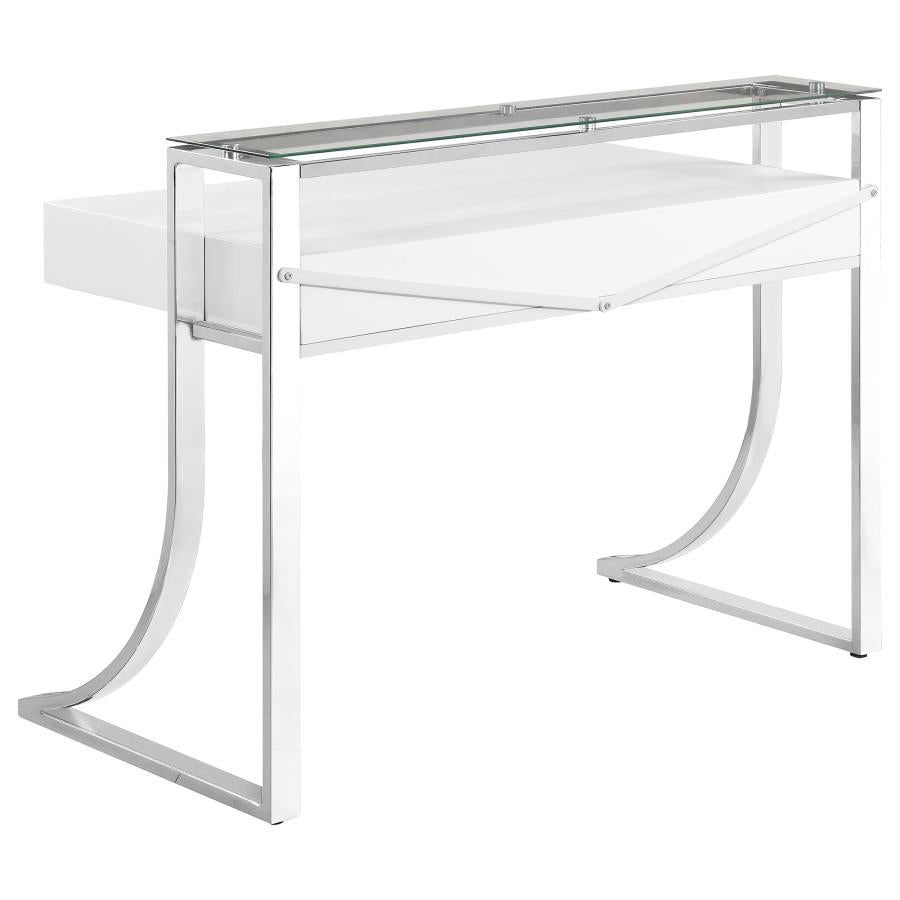 Gemma 48-inch 2-drawer Writing Desk White High Gloss-zoom-6