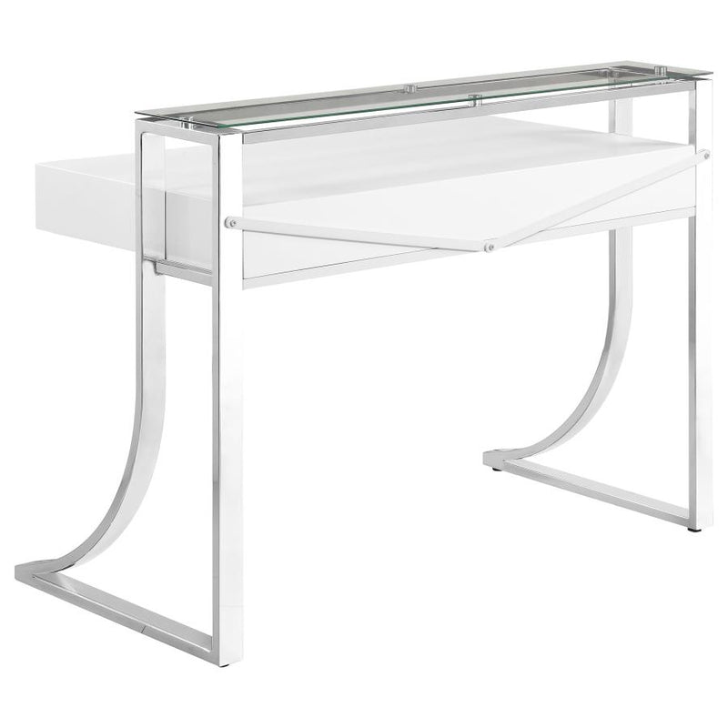 Gemma 48-inch 2-drawer Writing Desk White High Gloss-zoom-