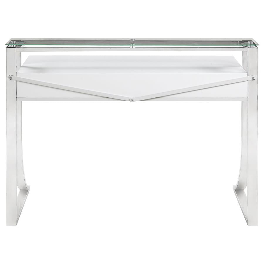 Gemma 48-inch 2-drawer Writing Desk White High Gloss-zoom-7