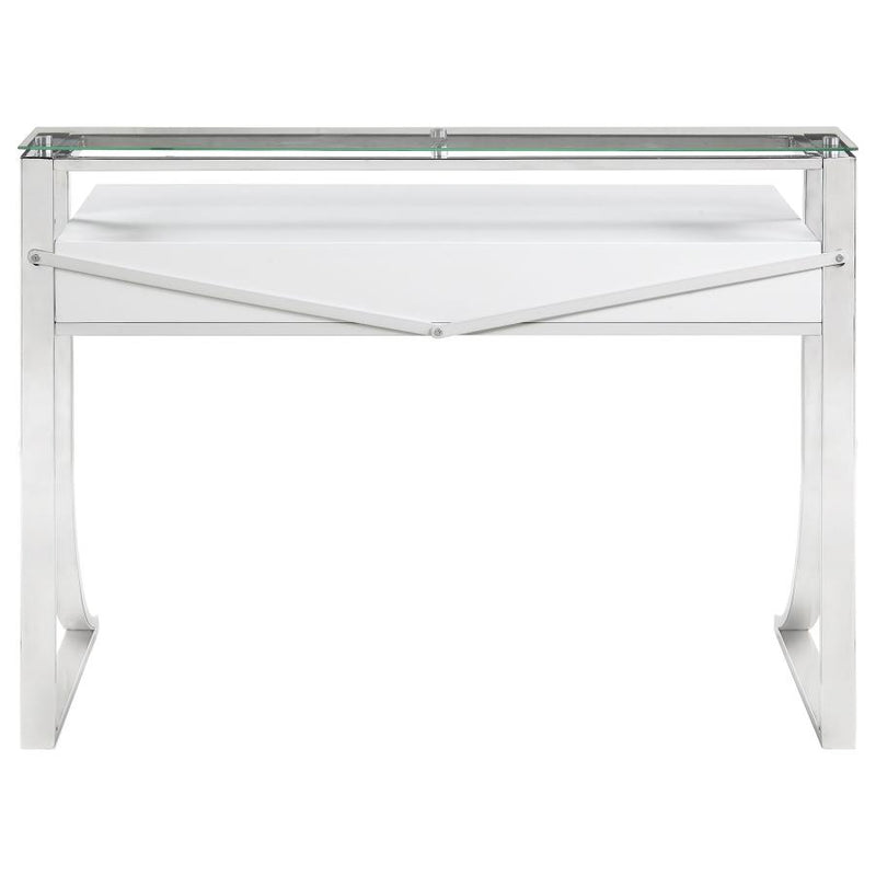 Gemma 48-inch 2-drawer Writing Desk White High Gloss-zoom-