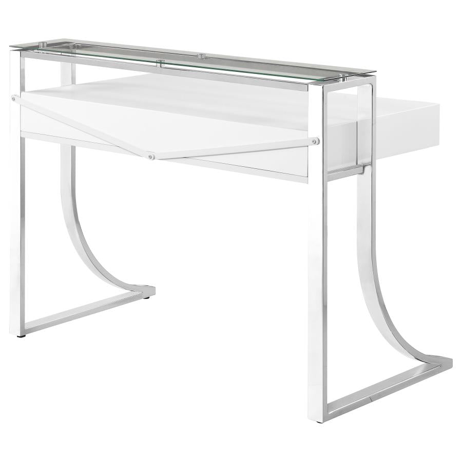 Gemma 48-inch 2-drawer Writing Desk White High Gloss-8
