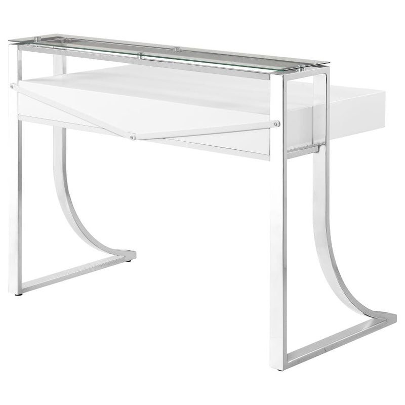 Gemma 48-inch 2-drawer Writing Desk White High Gloss-zoom-