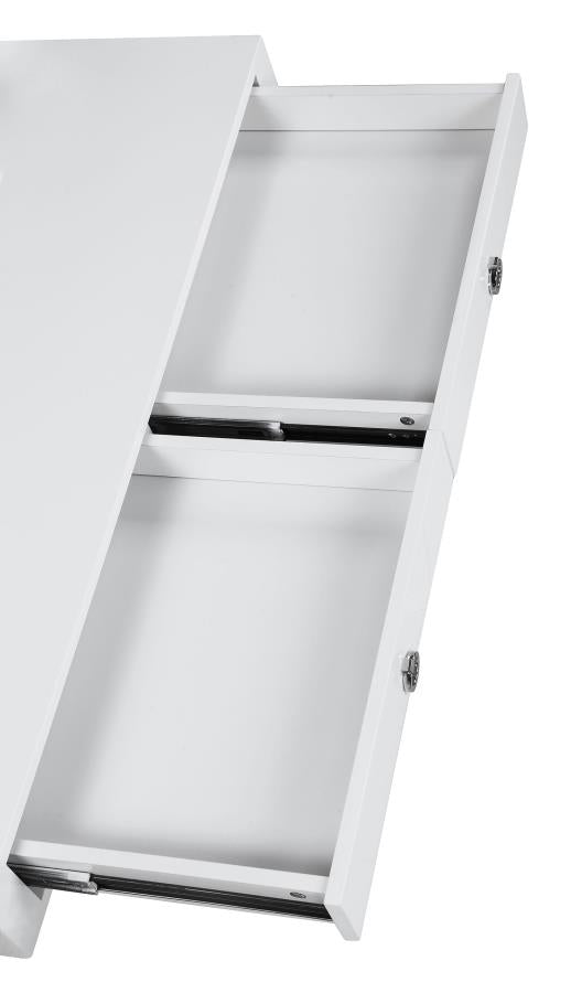 Gemma 48-inch 2-drawer Writing Desk White High Gloss-zoom-