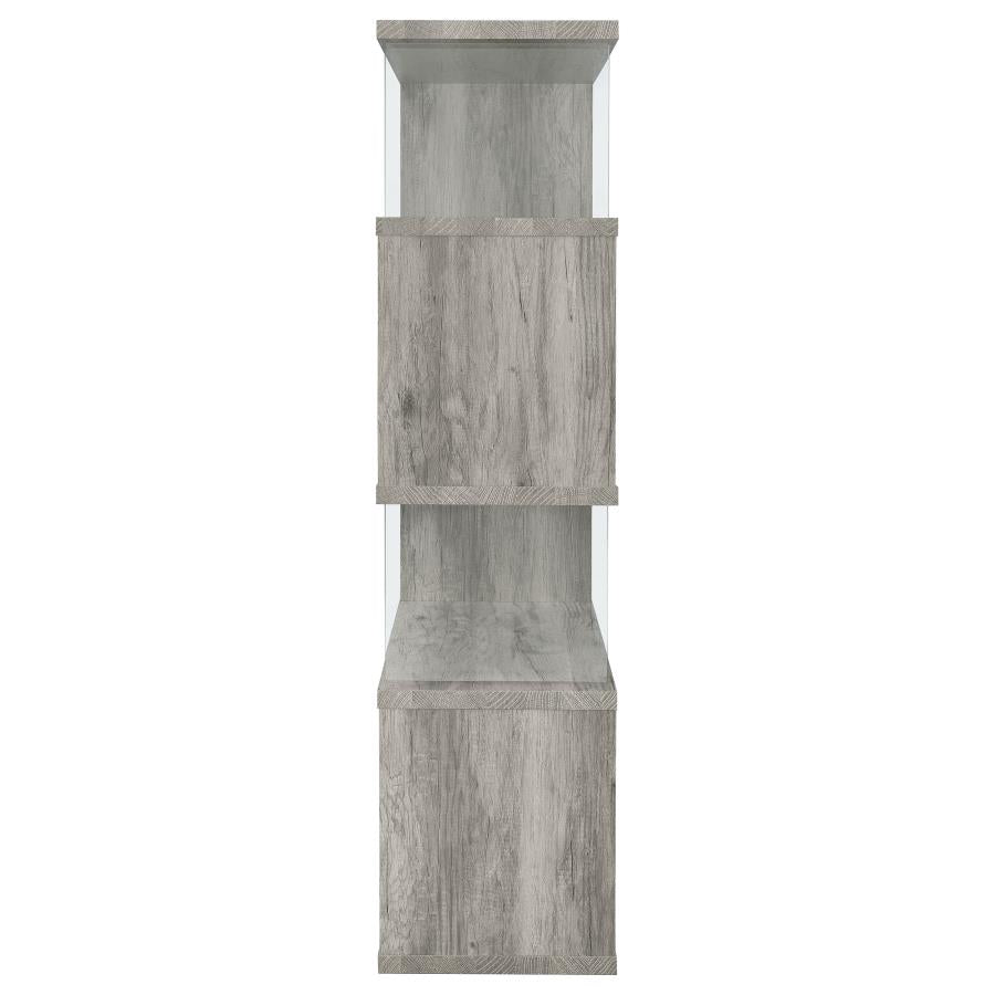 Emelle 63-inch 4-shelf Glass Panel Bookshelf Grey Driftwood-zoom-5